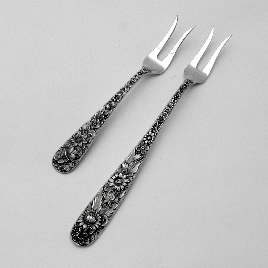 Repousse Pickle Lemon Forks Set Kirk Son Inc Sterling Silver eBay