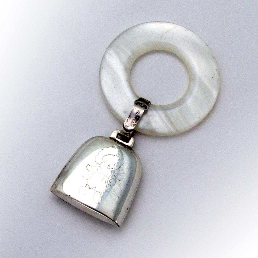 sterling silver baby rattle engraved