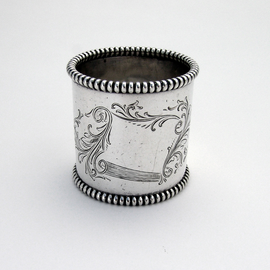 Large Beaded Engraved Napkin Ring Towle Sterling Silver 1900 eBay