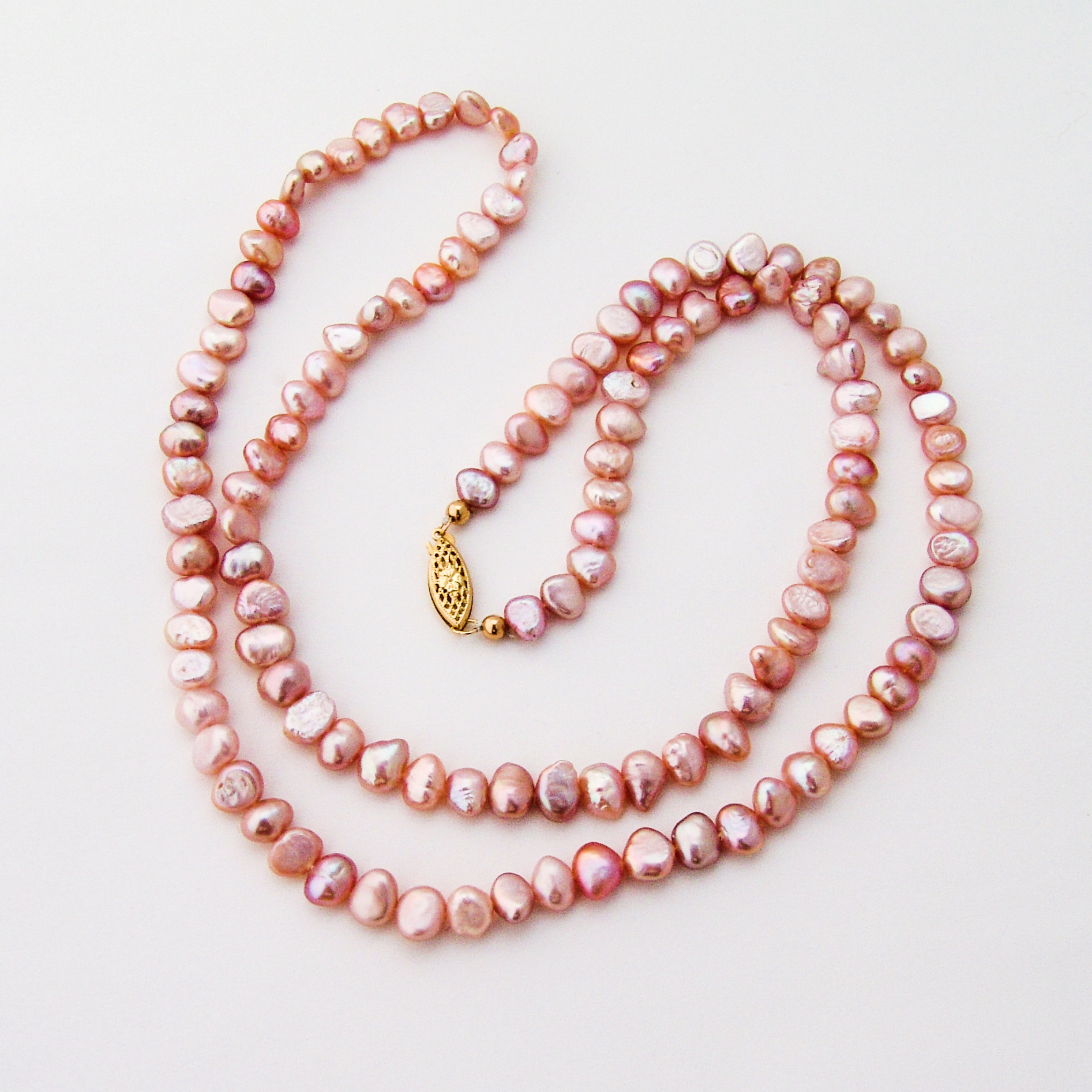 Freshwater pearls necklace petal pink strand choker vintage jewelry accessories