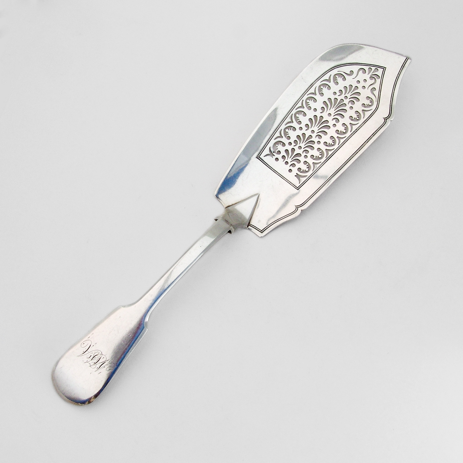 Fish Serving Knife Sterling Silver William Johnson 1829 Mono