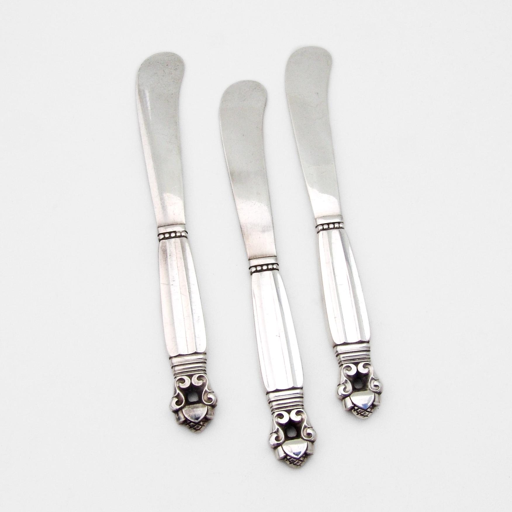  Acorn バターナイフ 3本セット Acorn 3 Butter Knives Set All Sterling Silver Georg Jensen | eBay