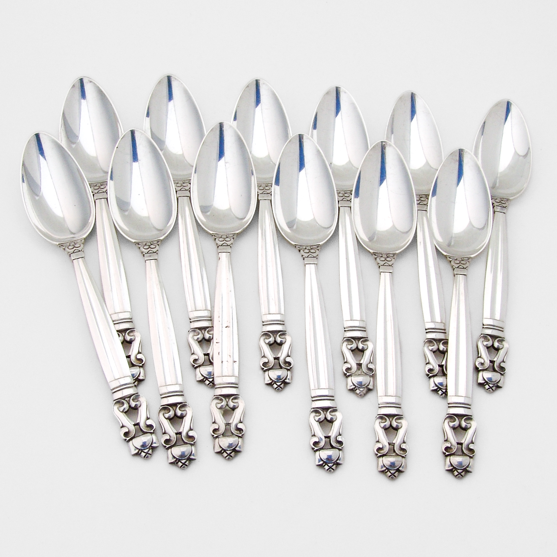 Acorn 12 Fruit Spoons Set Georg Jensen Sterling Silver Mono S | eBay