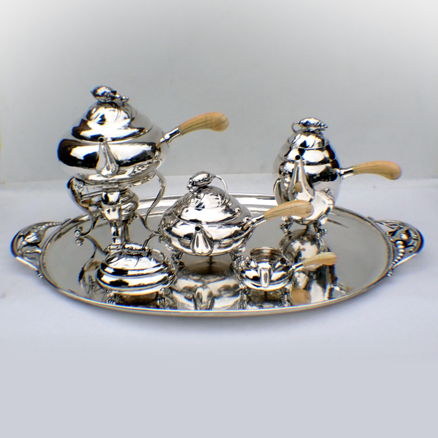Georg Jensen Blossom Tea Set 6 Pcs Sterling Silver Mid Century | eBay